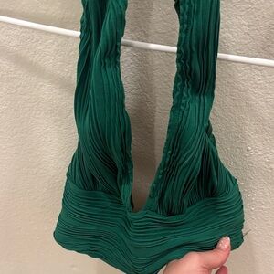 Green Pleated Halter Top